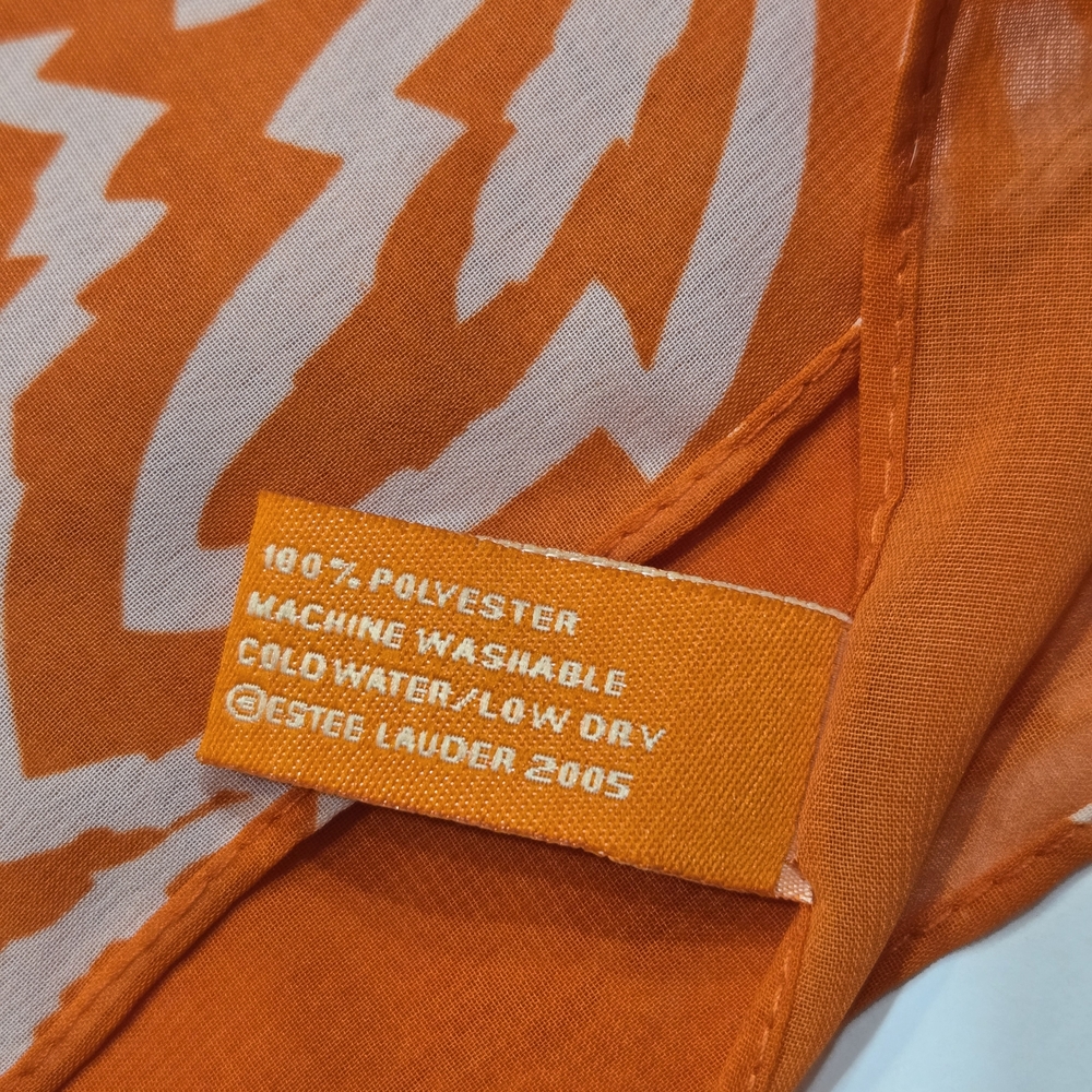 Estee Lauder Orange Fabric Scarf 100% Polyester - Picture 3 of 5